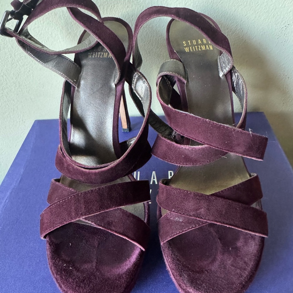 Stuart Weitzman Deep Purple Strappy Heels - Picture 1 of 5